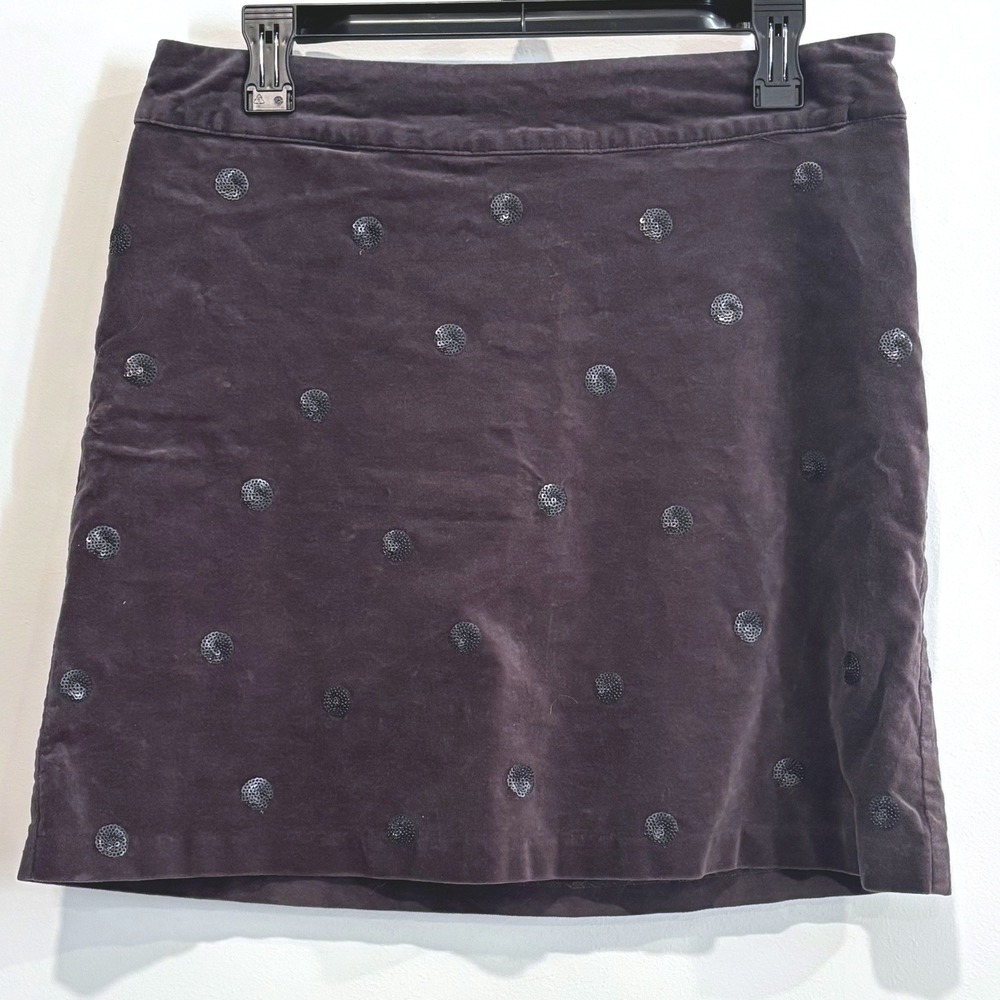 White Stuff Mini Skirt 12 Sequin Polka Dot Velvet Gray Whimsical Feminine 21857